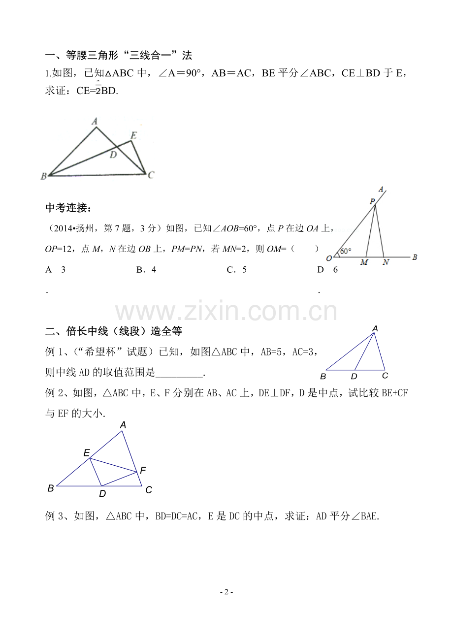 八年级几何辅助线专题训练.doc_第2页