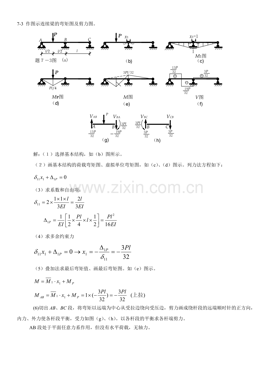 结构力学题库第七章力法习题解答范文.doc_第1页