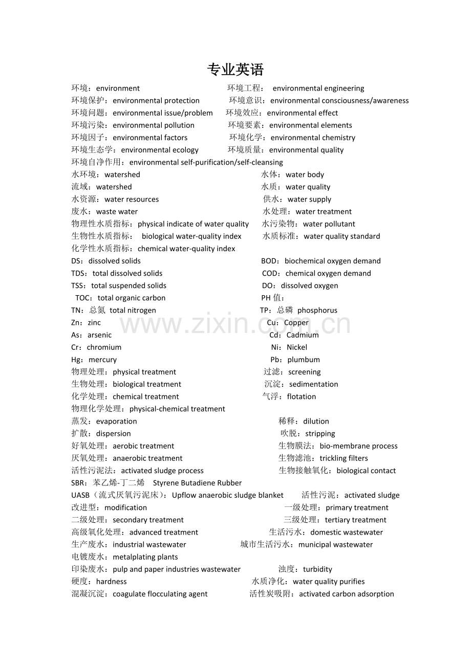 环境工程专业英语汇总.doc_第1页