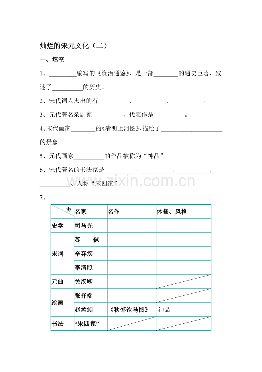 灿烂的宋元文化同步测试7.doc_第1页