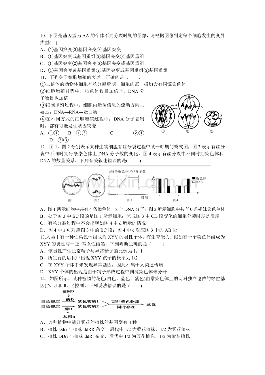 新课标2016届高三生物上册第五次月考试题1.doc_第3页