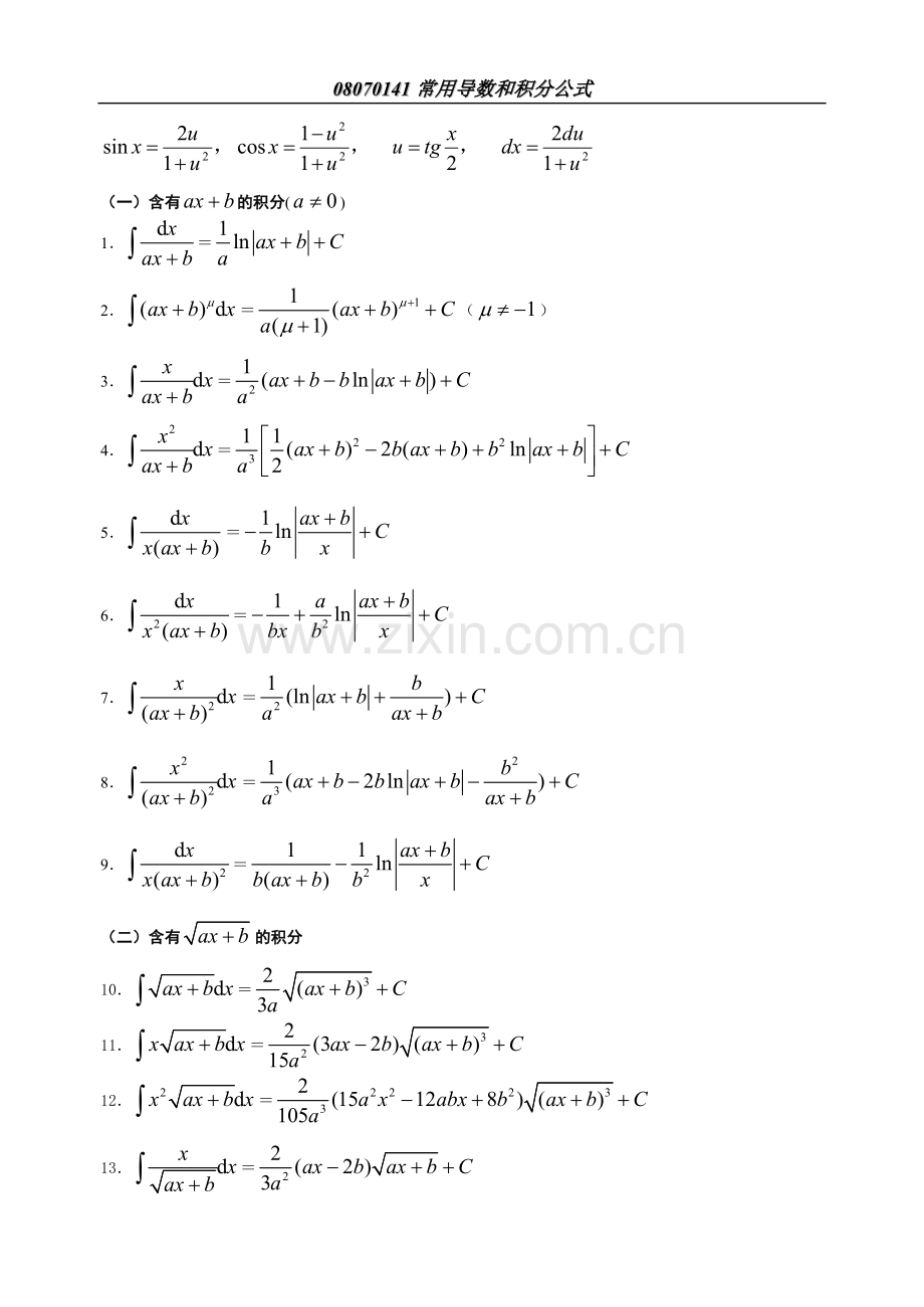 高等数学常用积分公式查询表.doc_第2页