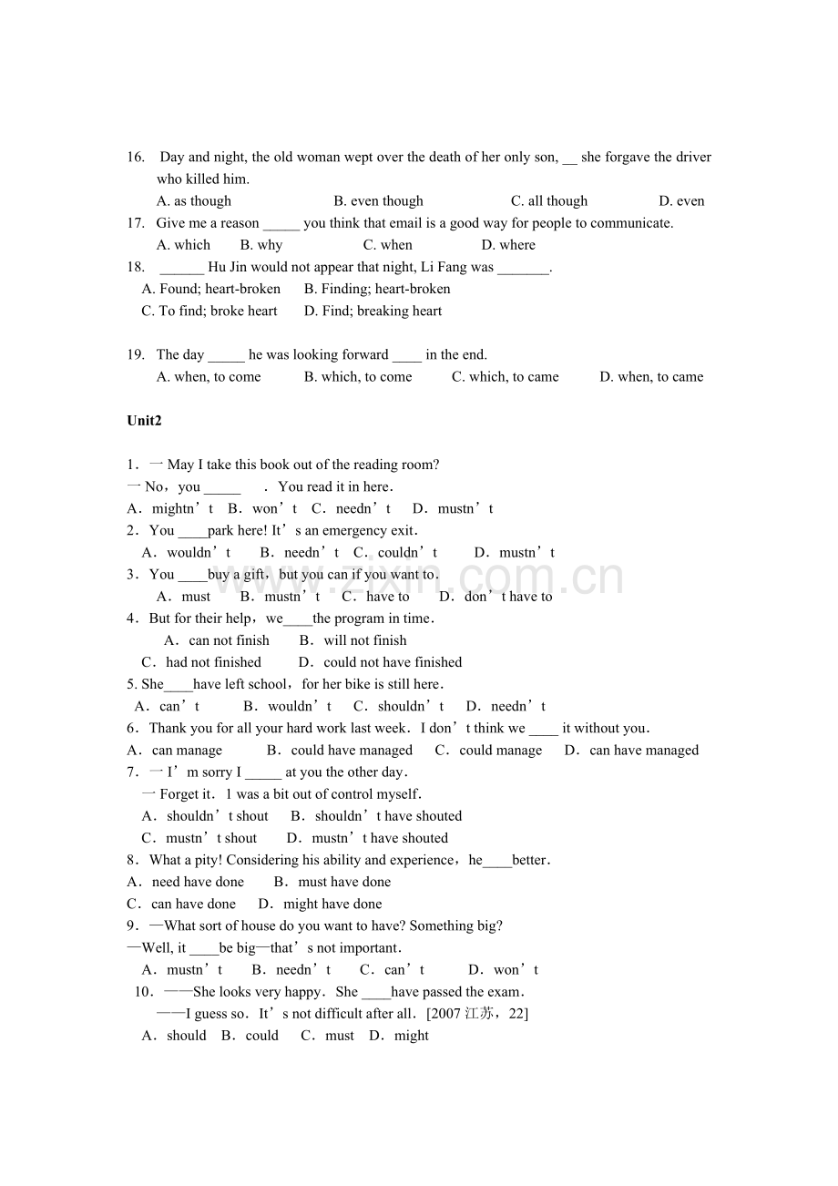 高中英语必修三情态动词B3练习.doc_第2页