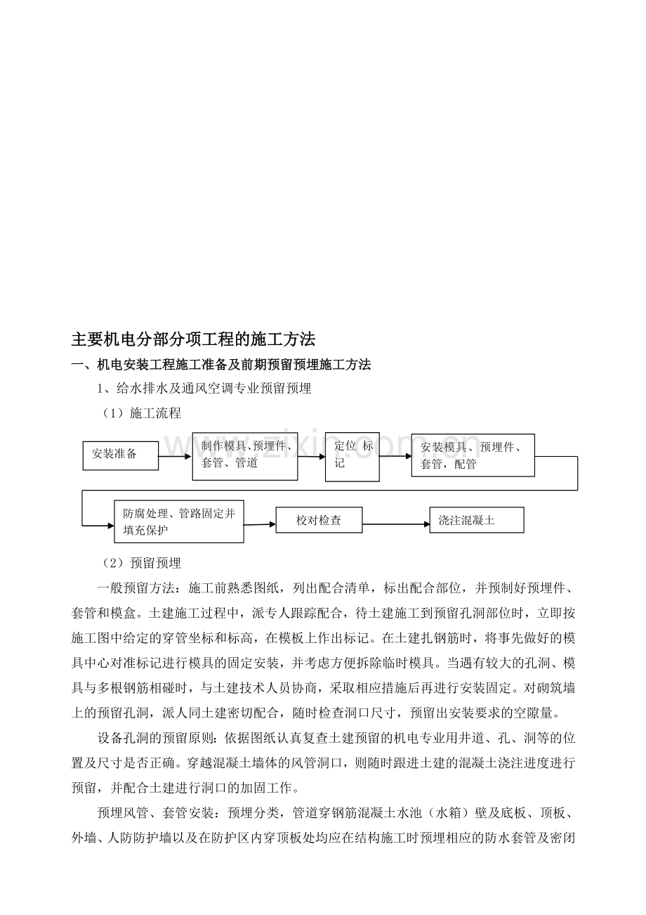 主要机电分部分项工程的施工方法及技术措施.doc_第1页