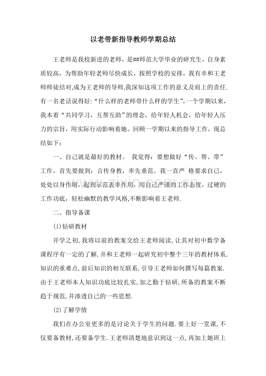 老带新指导教师工作总结.doc_第1页