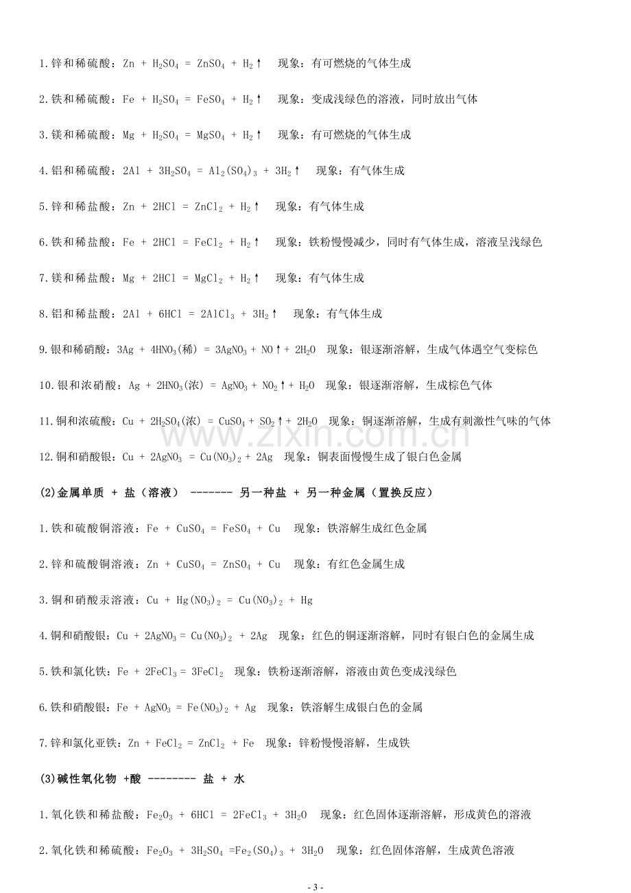 初中化学方程式大全及现象总结.doc_第3页