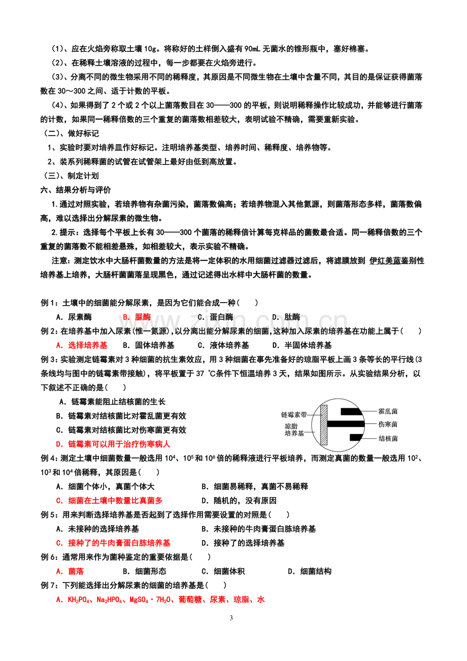 土壤中分解尿素的细菌的分离与计数导学案.doc_第3页