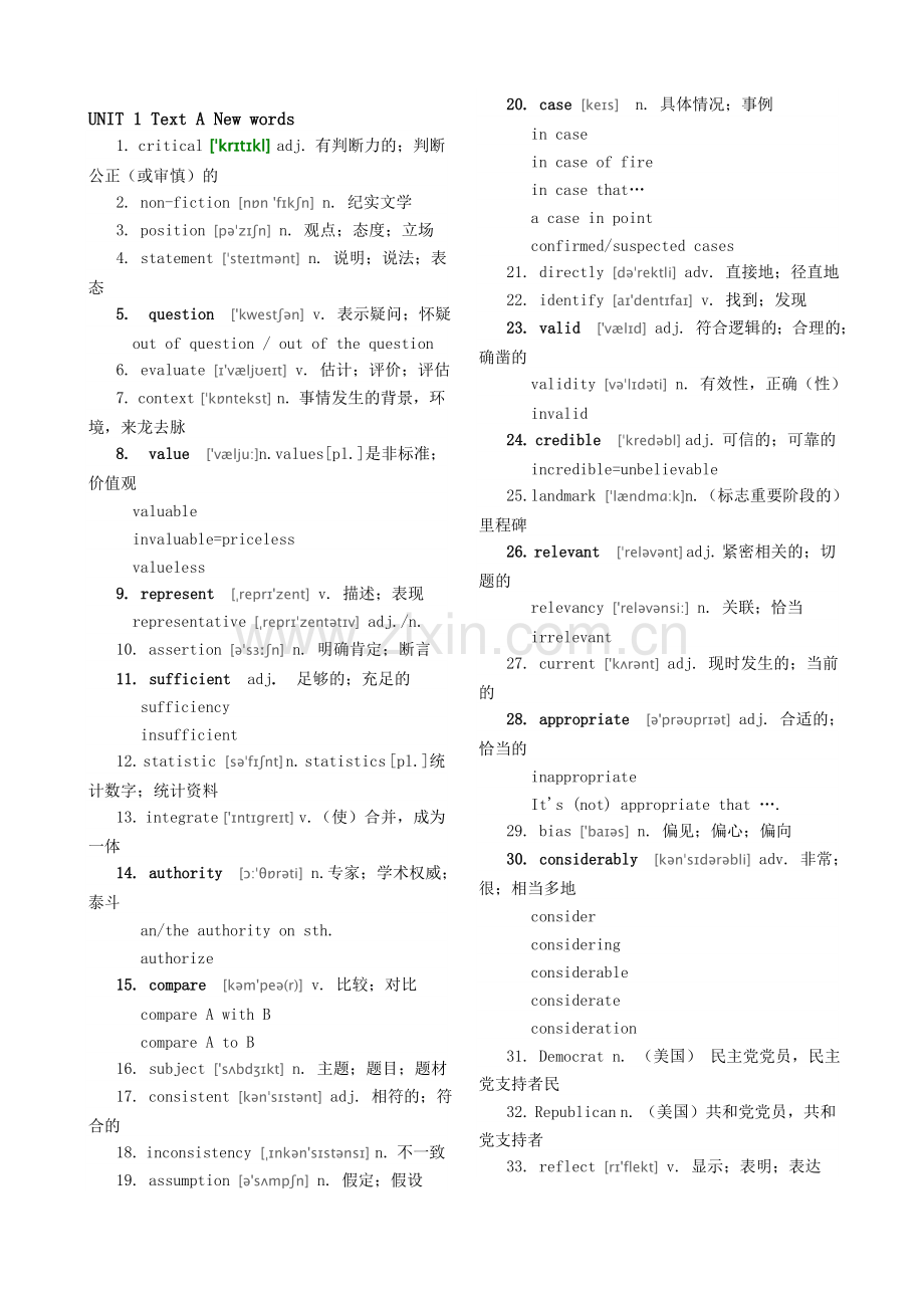 版自考英语二课后单词.doc_第1页