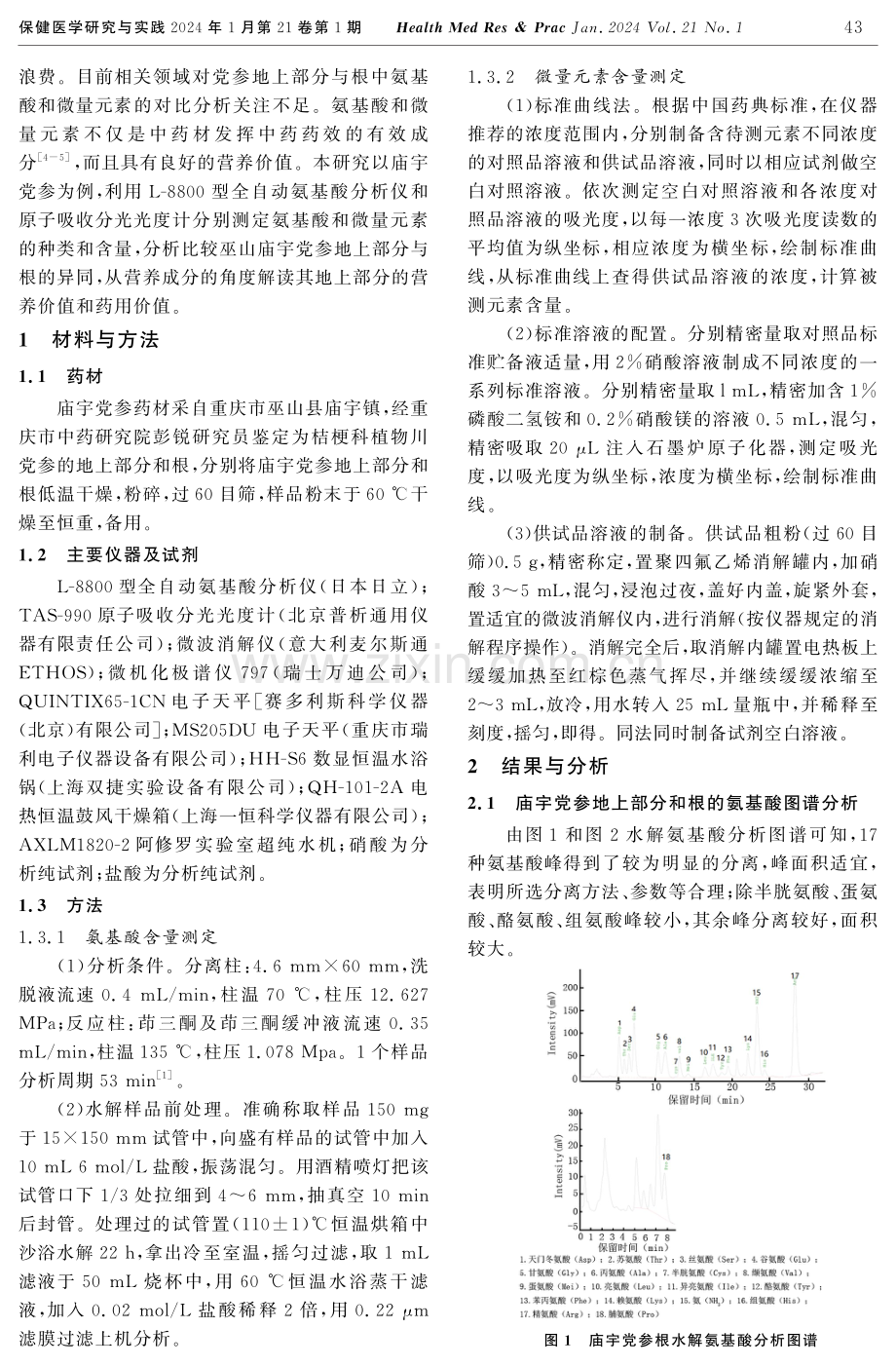 巫山县庙宇党参地上部分与根中氨基酸和微量元素的含量测定及对比分析.pdf_第2页