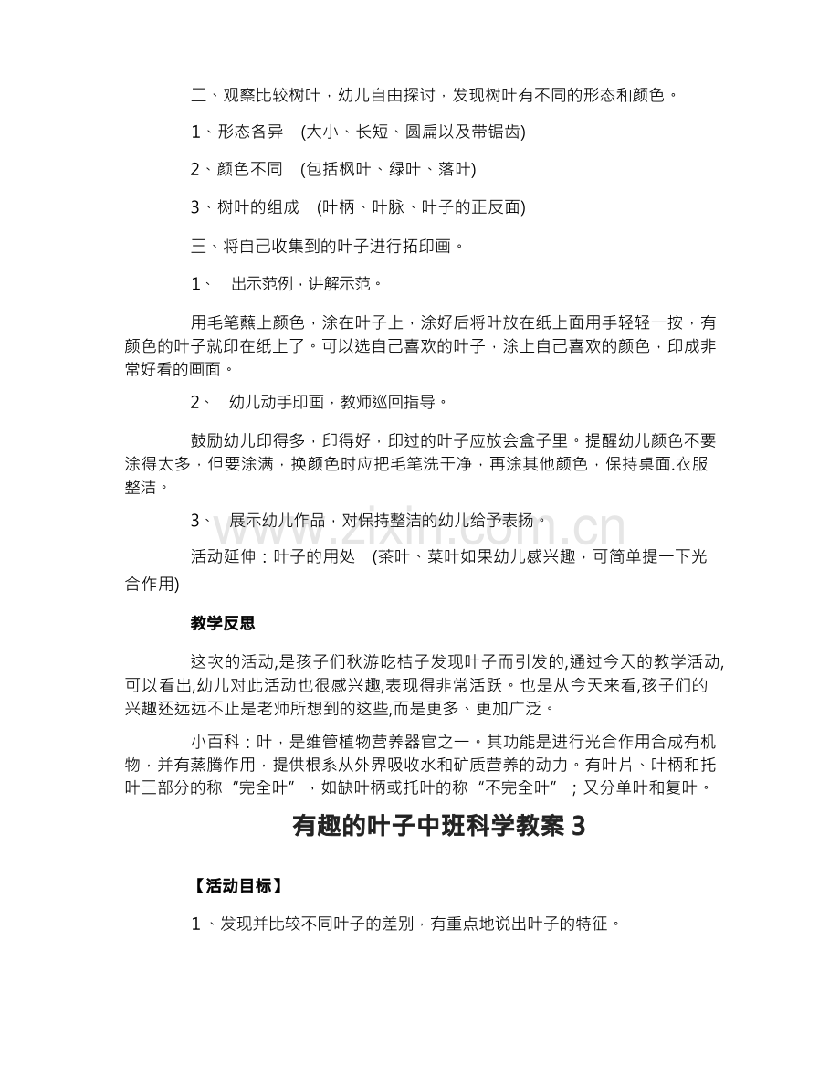 有趣的叶子中班科学教案.docx_第3页