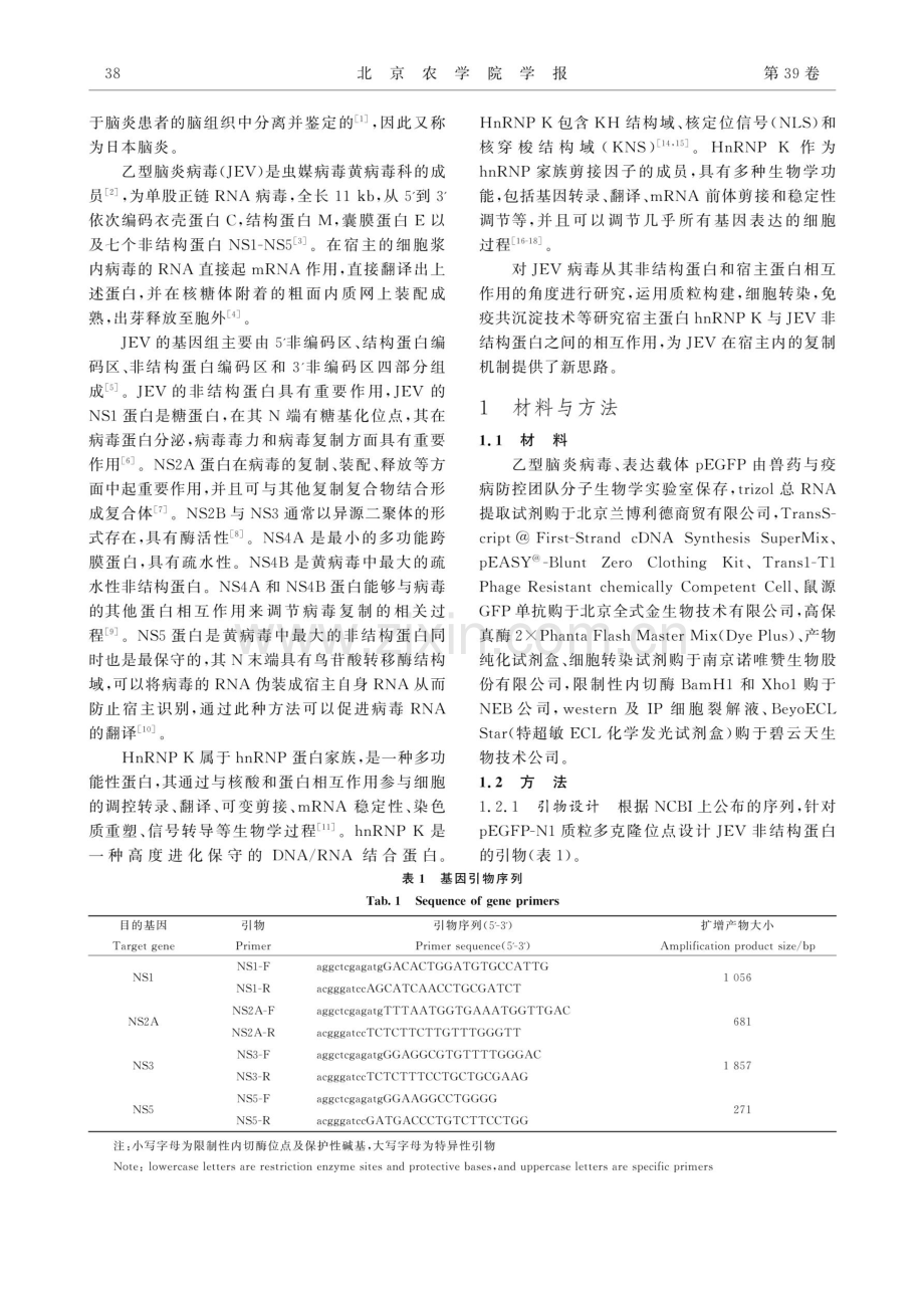 乙型脑炎病毒非结构蛋白的表达及与hnRNP K的相互作用.pdf_第2页