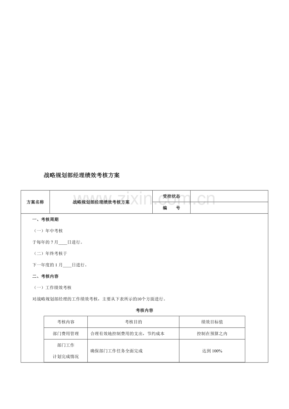 战略规划部经理绩效考核方案-范本..doc_第1页