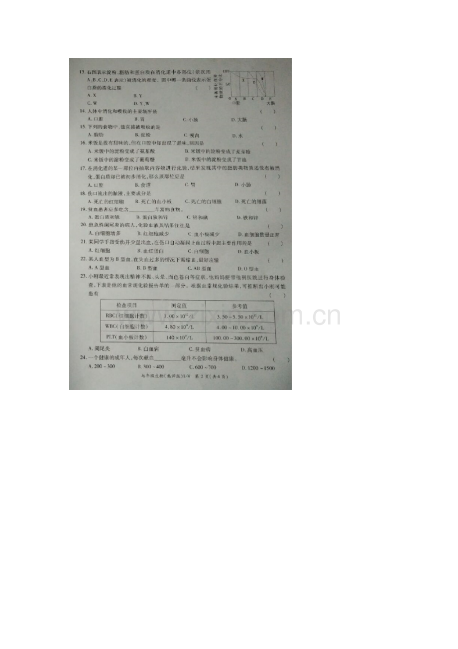 河南省商丘市2015-2016学年七年级生物下册第一次月考试题.doc_第2页