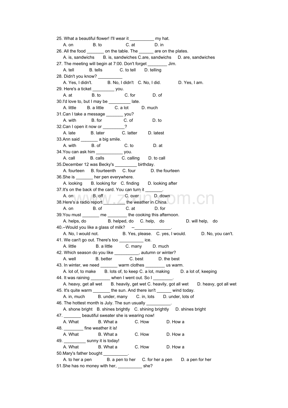 七年级英语下册选择填空检测4.doc_第2页