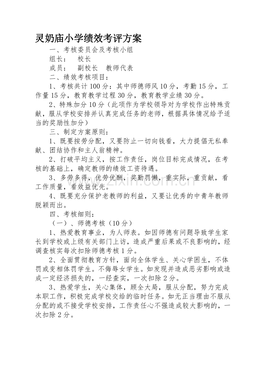 2015上小学教师绩效考核方案[1].doc_第1页