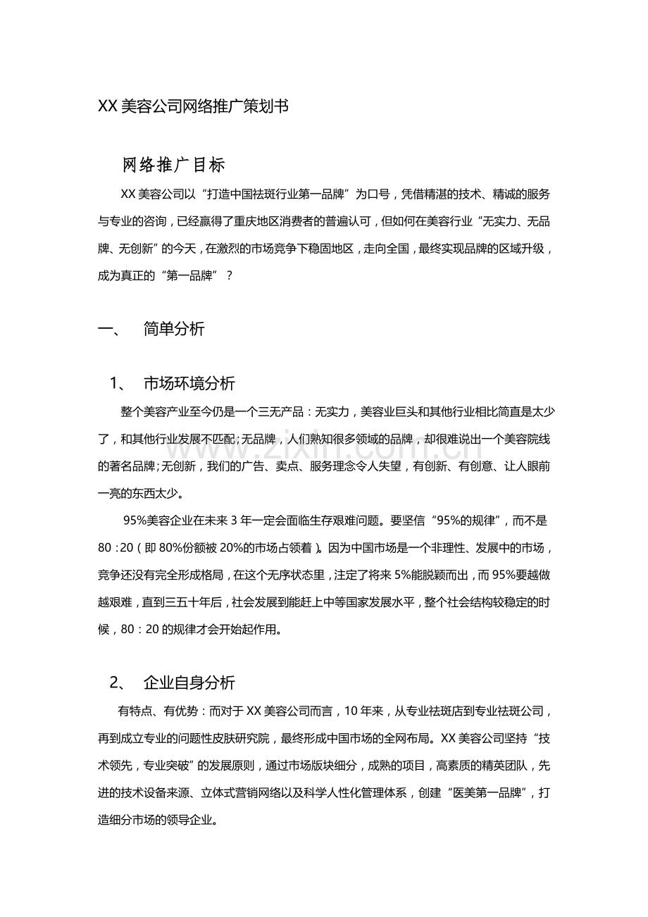 美容院网络推广计划书详细案例.doc_第1页