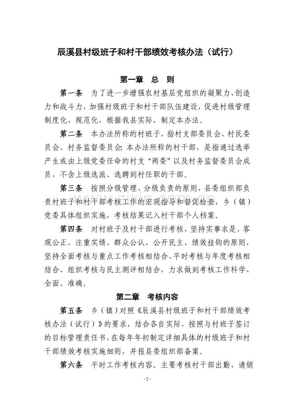 村支两委干部绩效考核办法(辰办发49号).doc_第2页