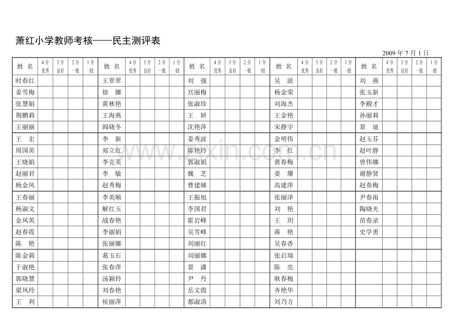 教师考核民意调查表2009-07..doc_第2页