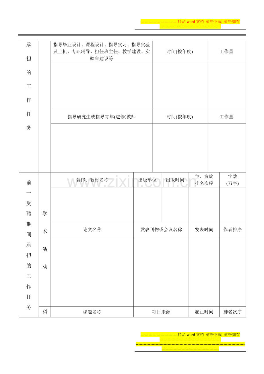 西安理工大学教师应聘岗位申请书.doc_第2页