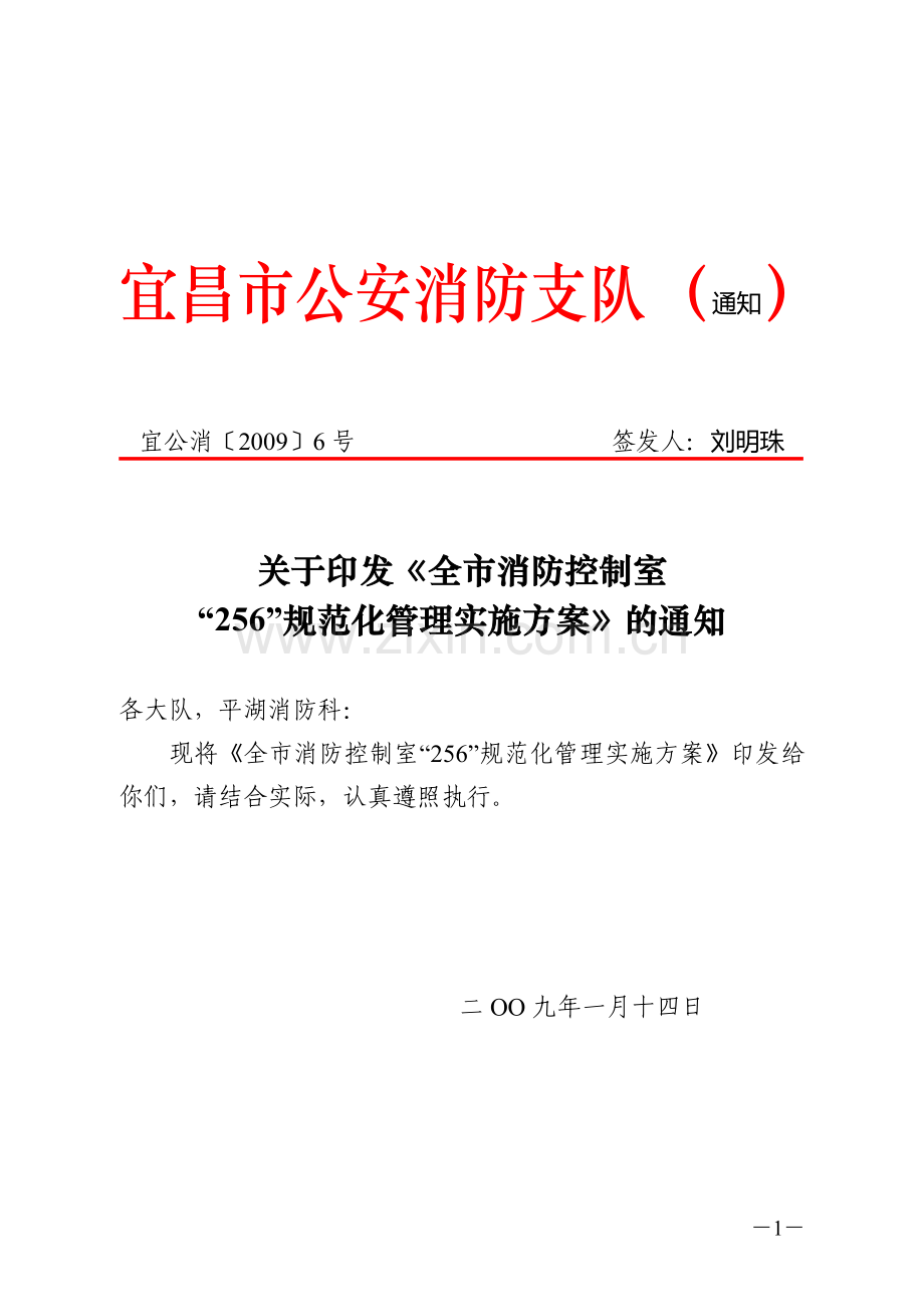 全市消防控制室“256”规范化管理实施方案.doc_第1页