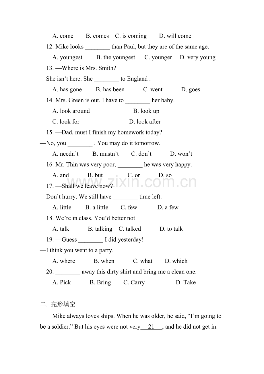 九年级英语Travel综合练习.doc_第2页