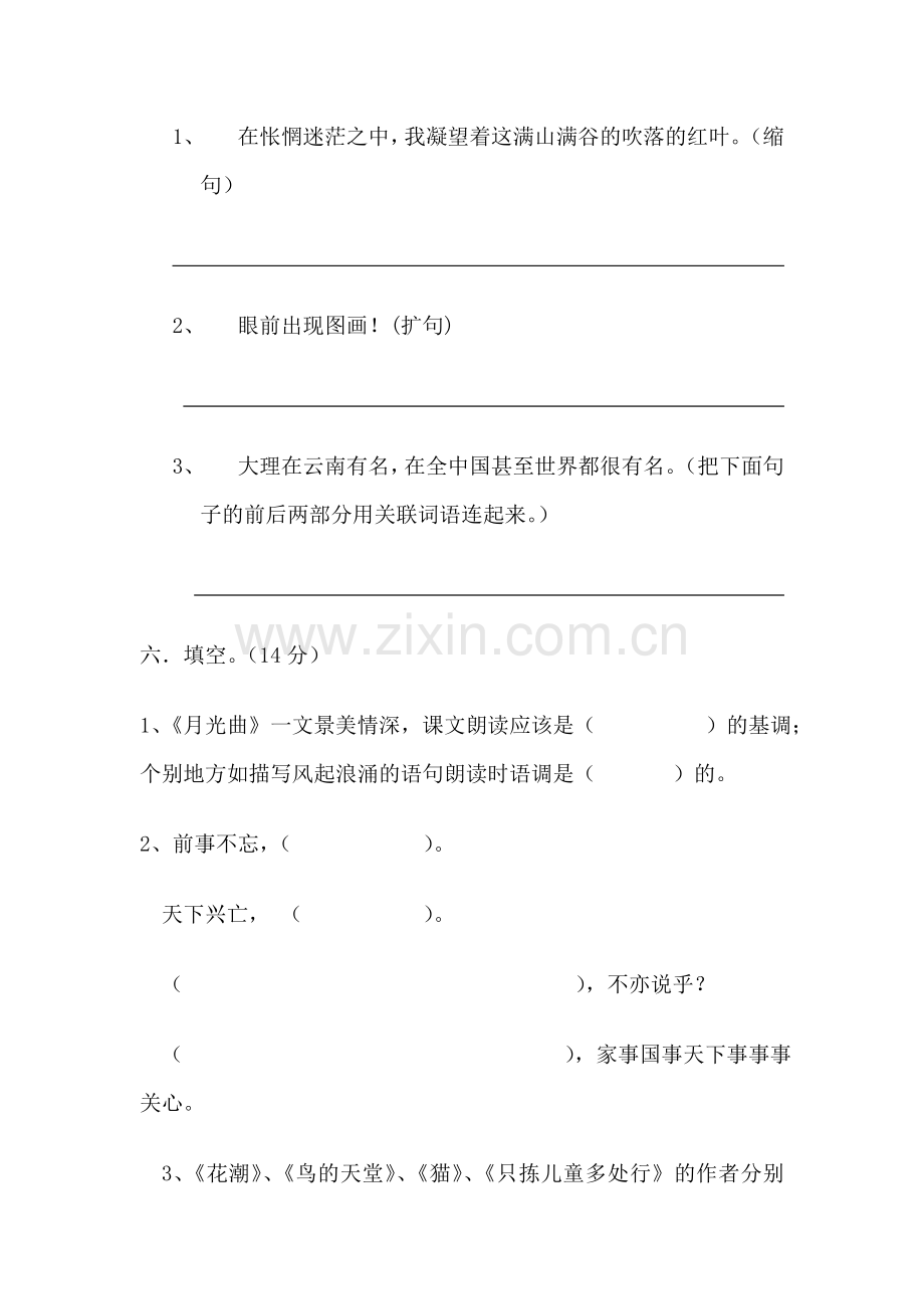 六年级语文小升初模拟试题23.doc_第2页