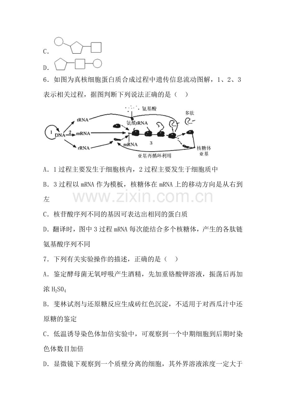 湖北省枣阳市2015-2016学年高二生物下册3月月考试题.doc_第3页