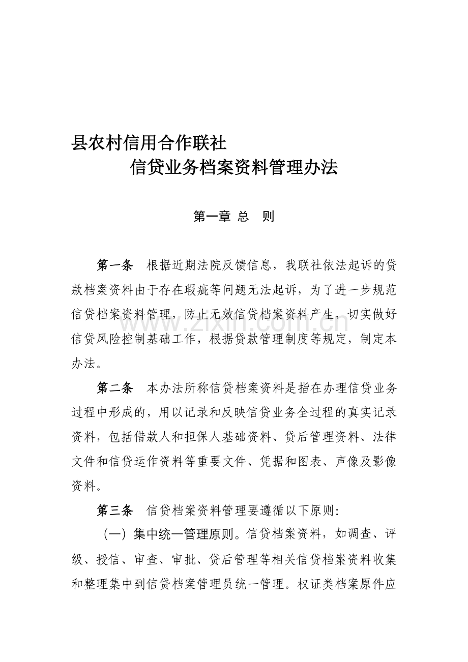 某某联社信贷档案管理办法.doc_第1页