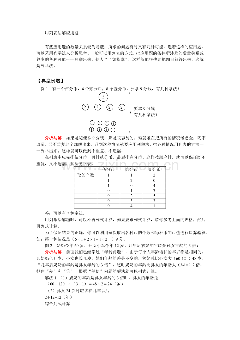 测评网数学竞赛-小学奥数辅导练习卷用列表法解应用题.doc_第1页