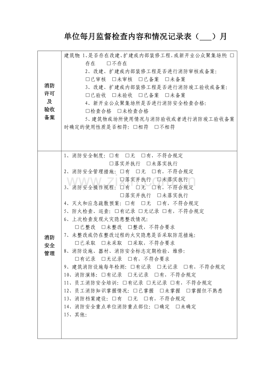 1单位每月消防安全检查记录本.doc_第3页