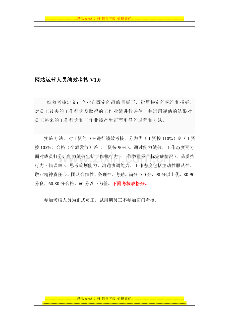 网站运营人员绩效考核V1.0.doc_第1页