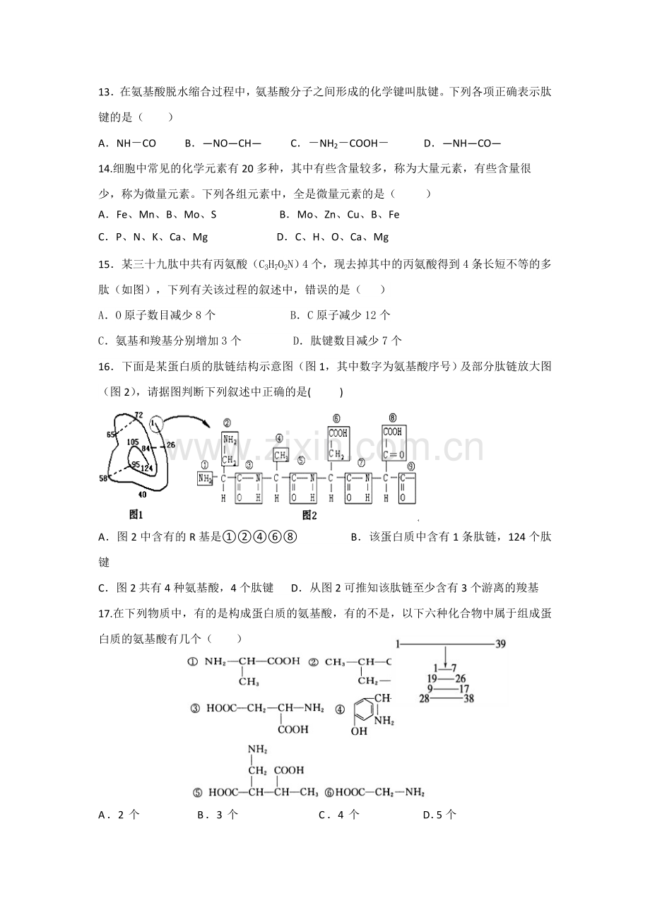 高一生物上册第二次月考质量检测试卷3.doc_第3页