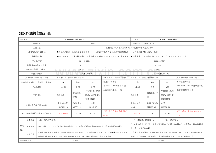 组织能源绩效统计表1.doc_第1页