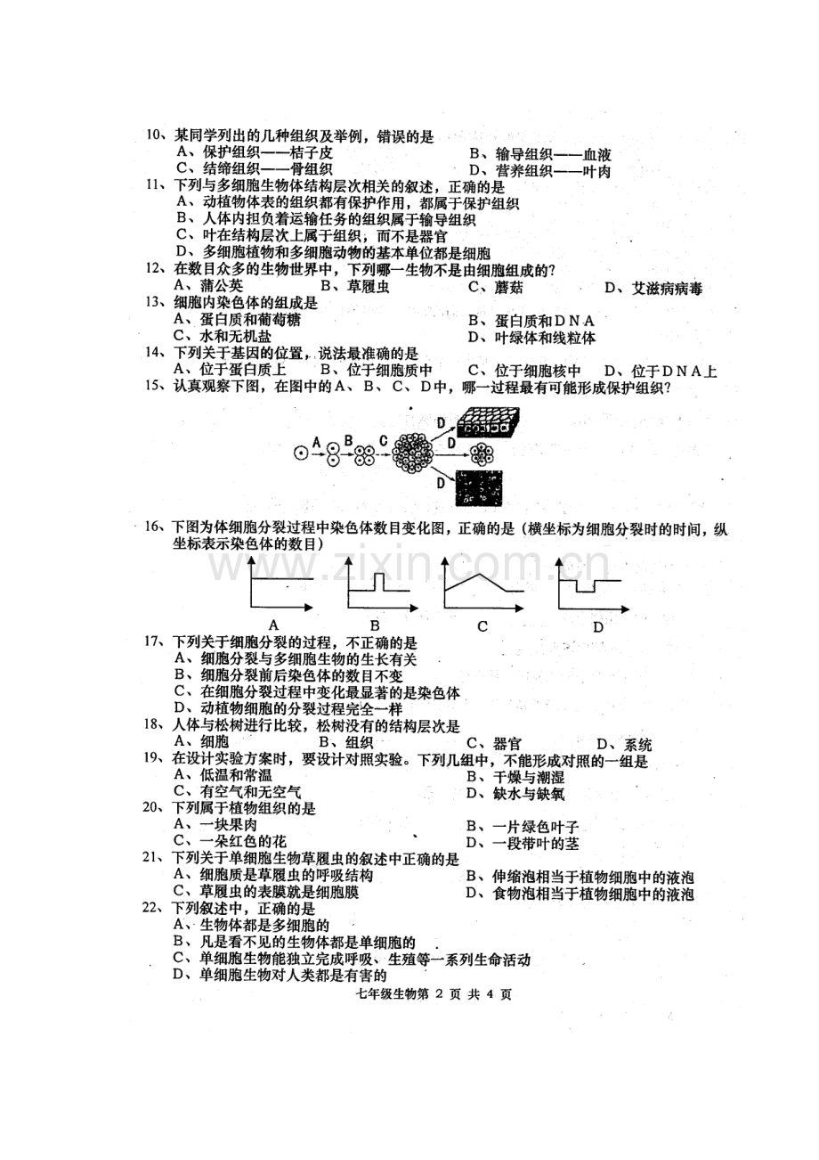 2015-2016学年七年级生物上册期中联合考试题.doc_第3页