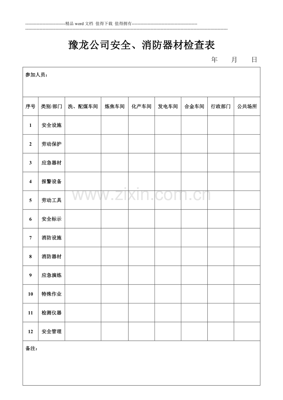 消防、安全器材检查表.doc_第1页