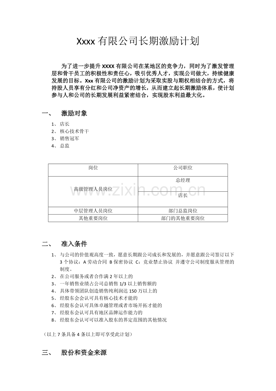 美容院单店股权激励方案.doc_第1页