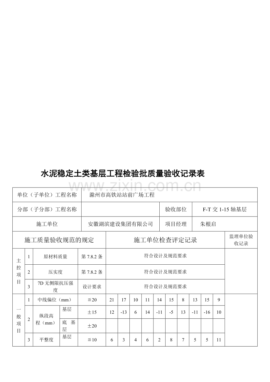 水泥稳定土类基层工程检验批质量验收记录表.doc_第1页