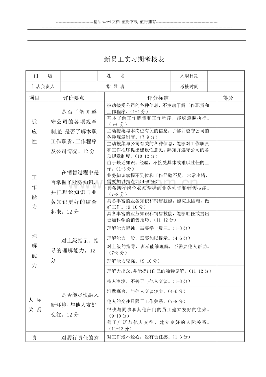 新员实习期考核表..doc_第1页