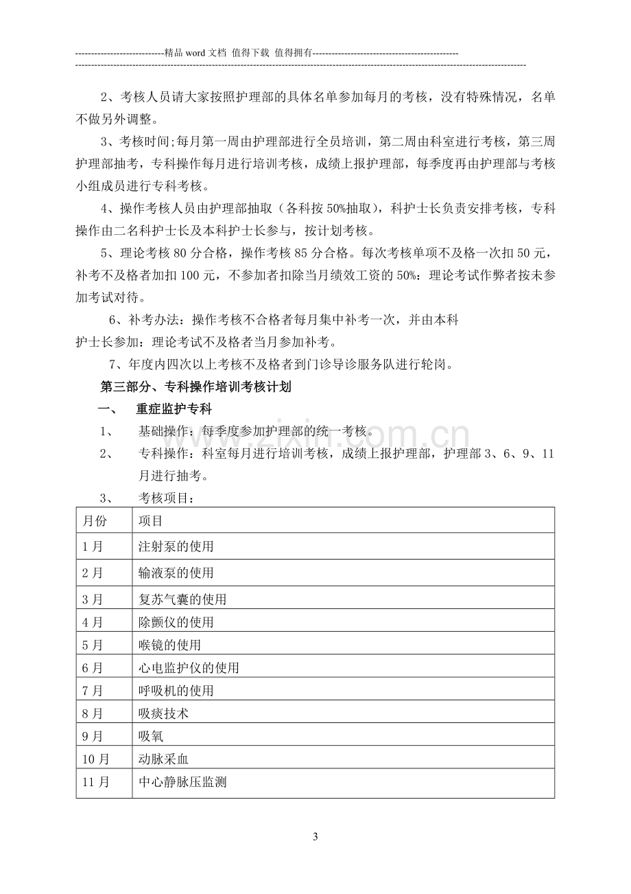 修改的2013年护理部三基培训考核计划..doc_第3页