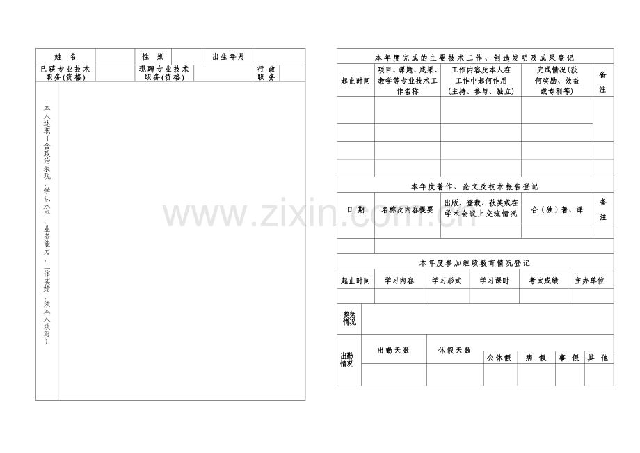 专技人员年度考核表(空白电子表)..doc_第2页