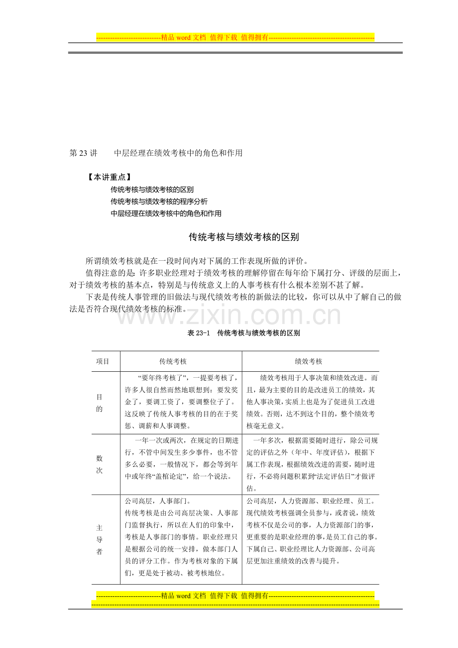 第23讲----中层经理在绩效考核中的角色和作....doc_第1页