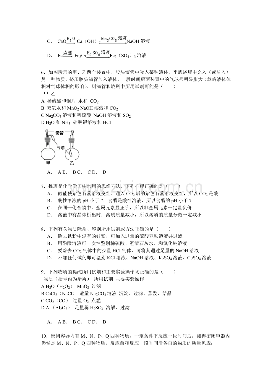 高一化学上册学情测试试卷.doc_第2页