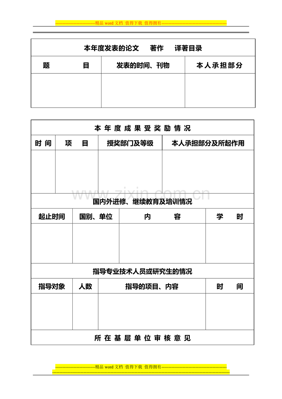 教师专业技术人员年度考核登记表..doc_第2页