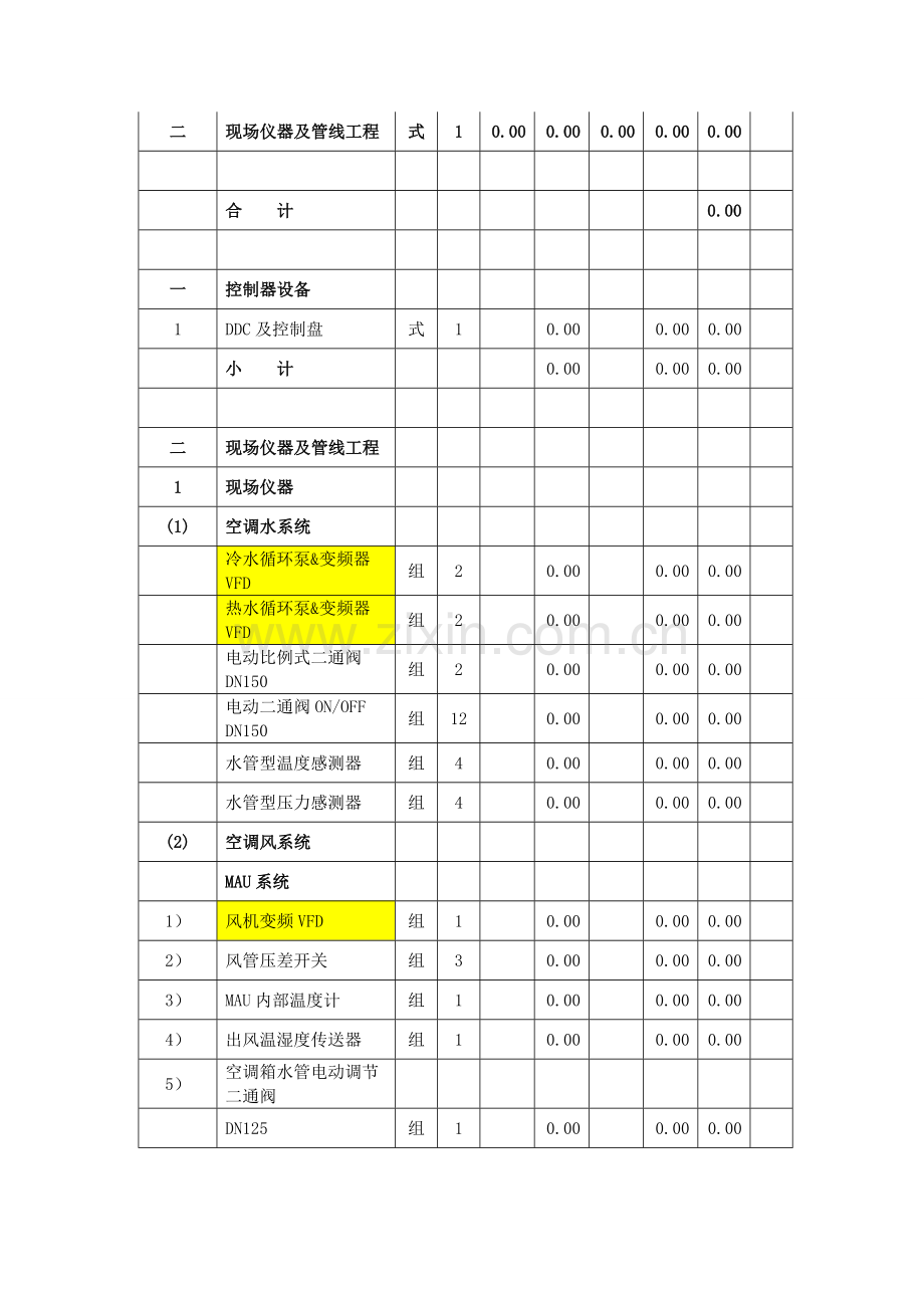 楼宇自动化控制系统(楼宇自控)工程报价清单预算表.doc_第2页