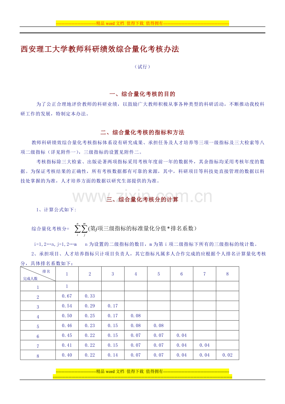 西安理工大学教师科研绩效综合量化考核办法.doc_第1页