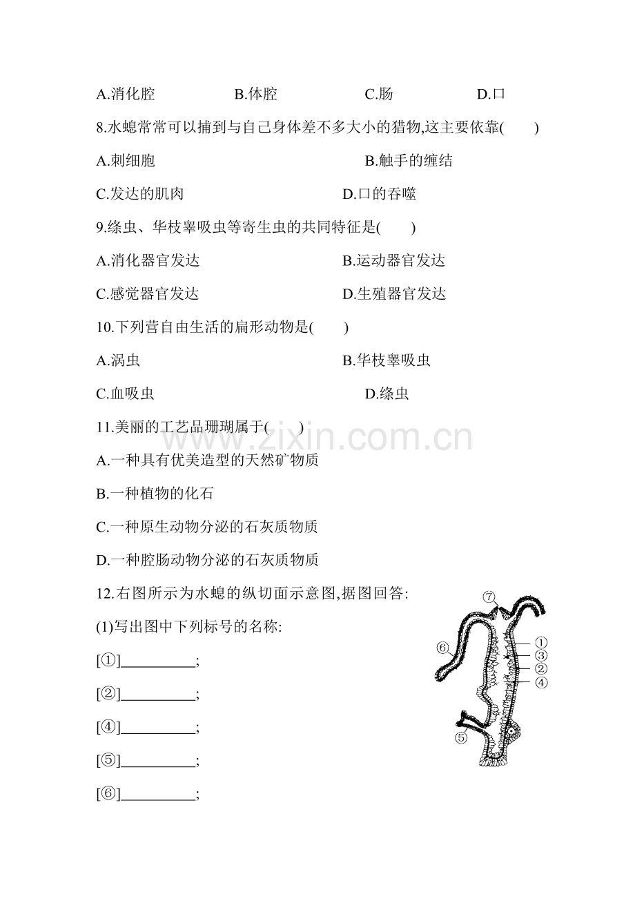 2015-2016学年七年级生物上册知识点同步练习题19.doc_第2页