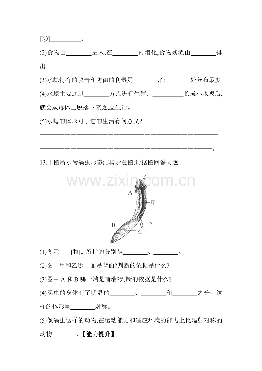 2015-2016学年七年级生物上册知识点同步练习题19.doc_第3页