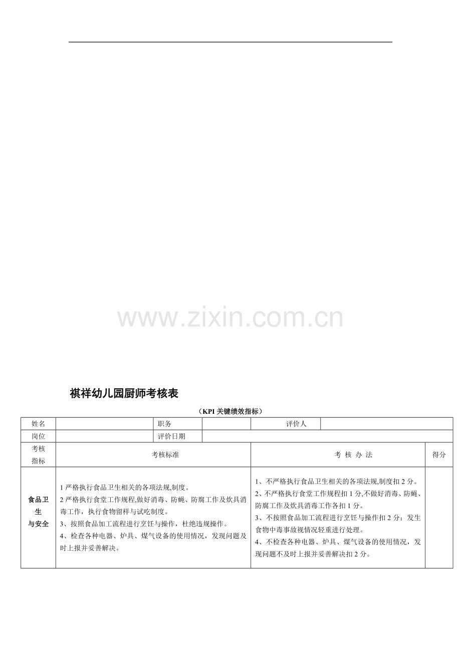 厨师绩效考核表..doc_第1页