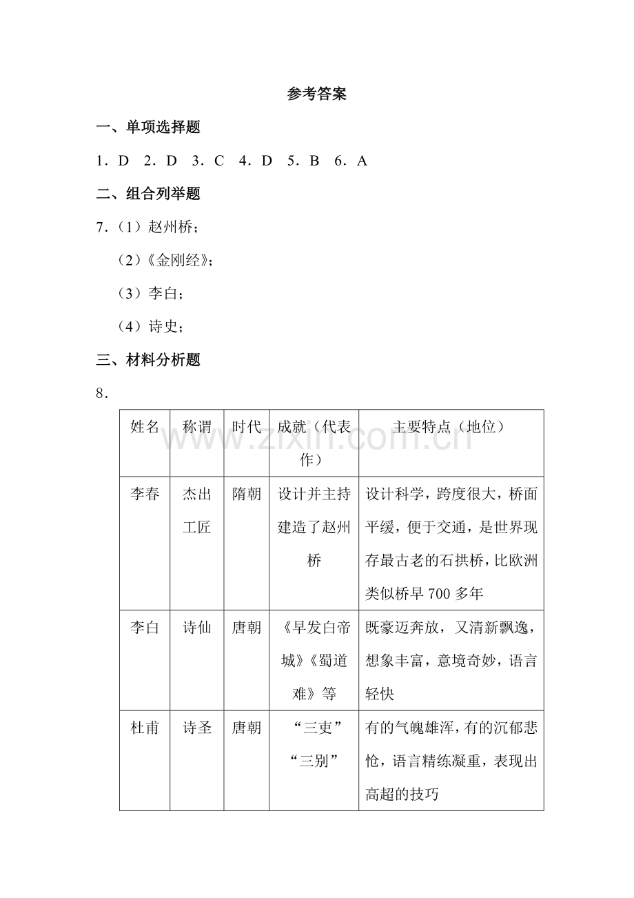 2015-2016学年七年级历史下册知识点训练题13.doc_第3页