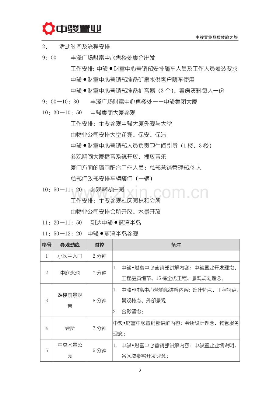 20100521中骏财富中心品质之旅活动执行方案.doc_第3页